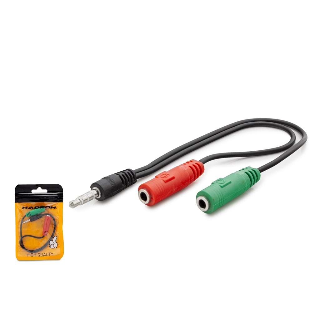 HADRON HDX1005 3.5MM (M) TO 2*3.5MM (F) ÇEVİRİCİ MİKROFON & KULAKLIK 22CM SİYAH