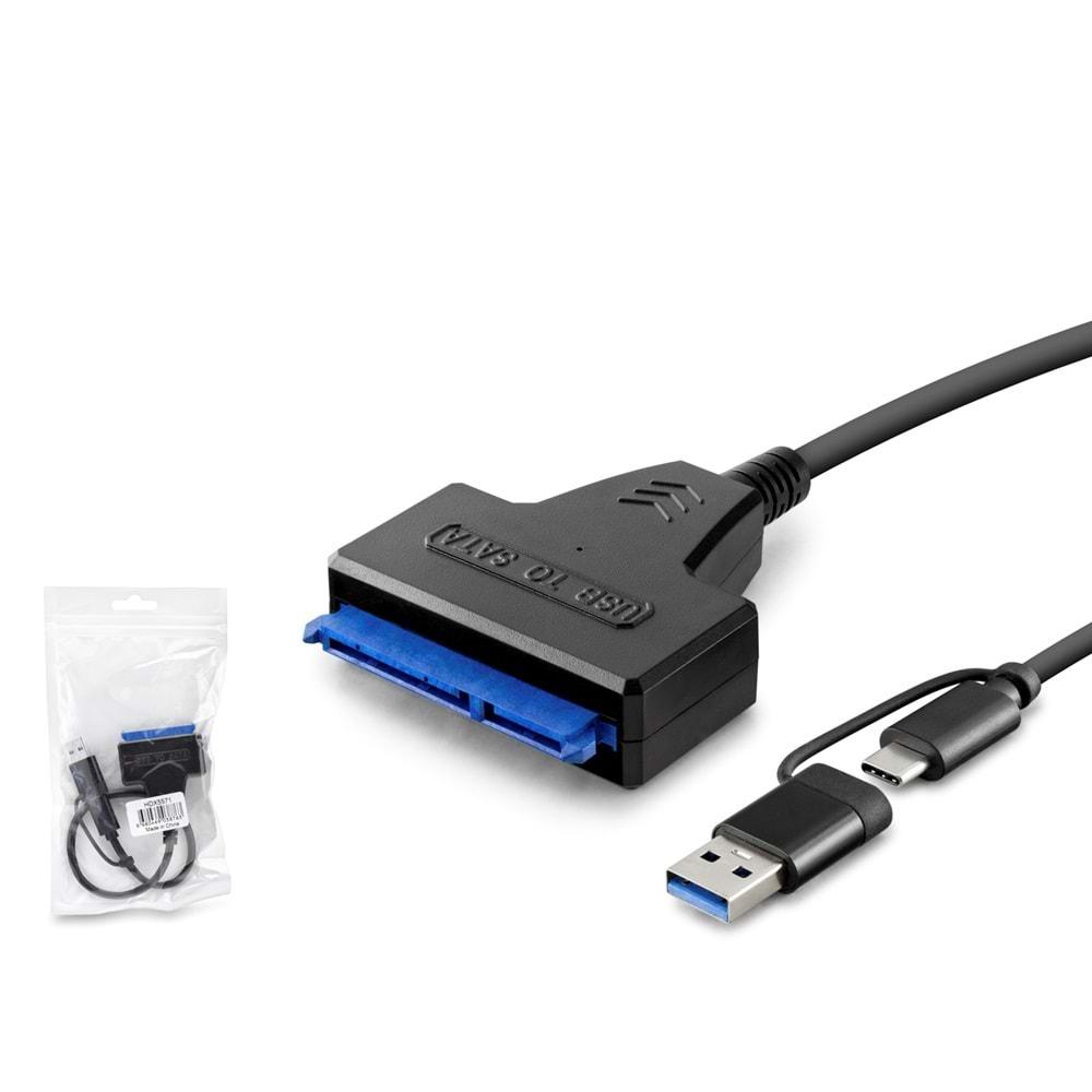 HADRON HDX5571 USB + TYPE-C (M) TO SATA (M) KABLO SİYAH 37CM