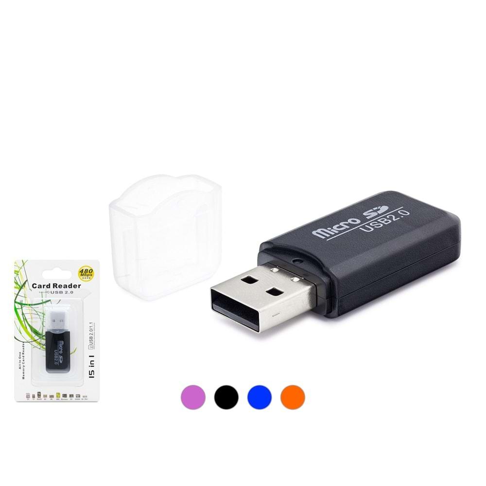 HADRON HDX7024 USB CARD READER MICRO SD ÇOK RENKLİ