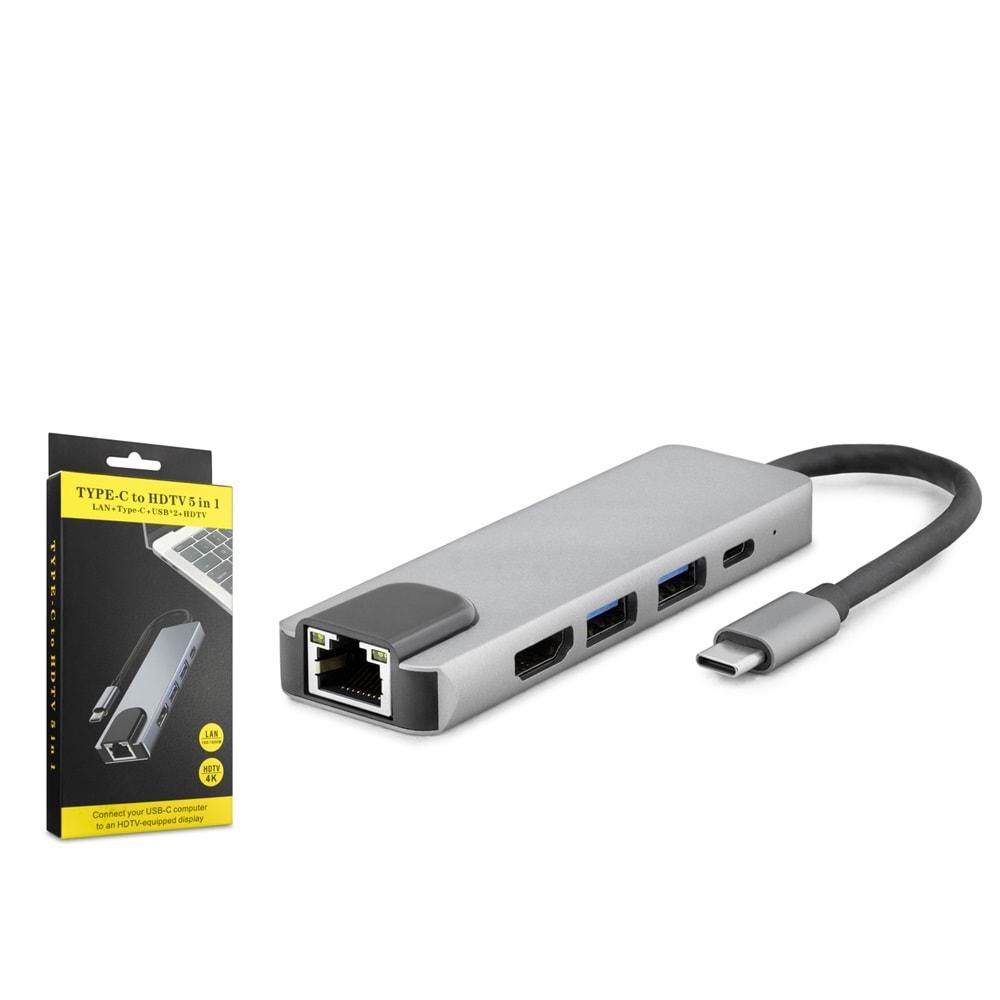 HADRON HDX7831 TYPE-C TO HDMI + 2USB3.0 + ETHERNET + TYPE-C