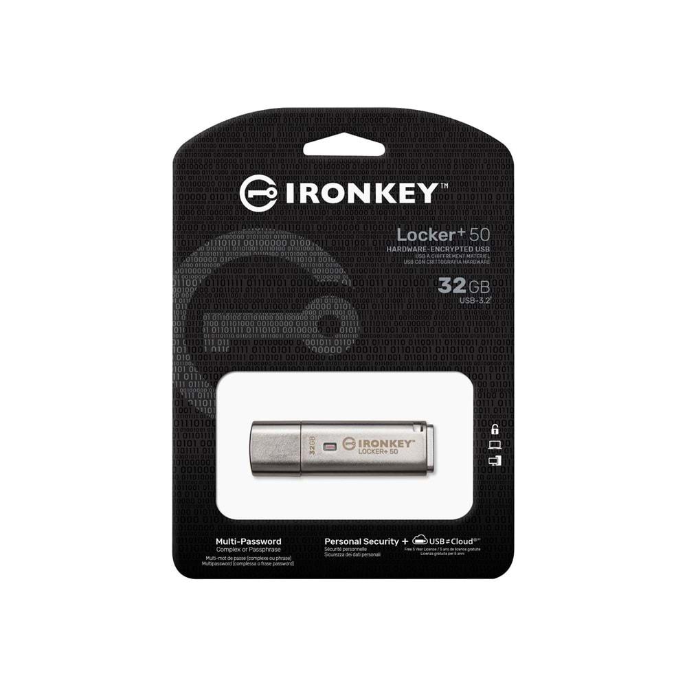 KINGSTON IRONKEY IKLP50-32GB FLASH BELLEK USB3.2 LOCKER+50