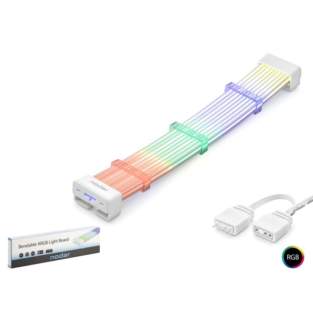Nodar Nd2802 Silikon Işıklı Bendable ARGB Light Board 2x8p (Dekoratif GPU Aydınlatma Kablosu) Beyaz
