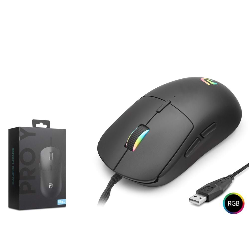 NODAR PROYG100B Gaming Mouse 3200 DPI 6 Tuş RGB - Siyah