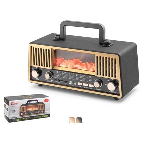 HADRON FP331S Bluetooth Nostaljik Hoparlör FM RGB Alev Efektli Solar Panelli - Siyah