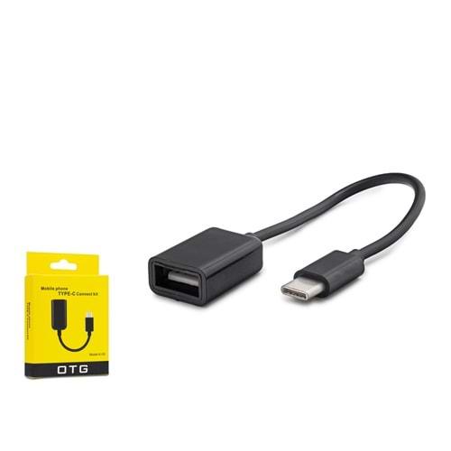 HADRON HDX1015 USB-C (M) TO USB (F) KABLO OTG KUTULU SİYAH