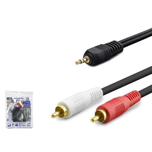Hadron Hdx1058 3.5Mm To 2Rca Kablo 2Line Gold A Kalite 1.5M Siyah