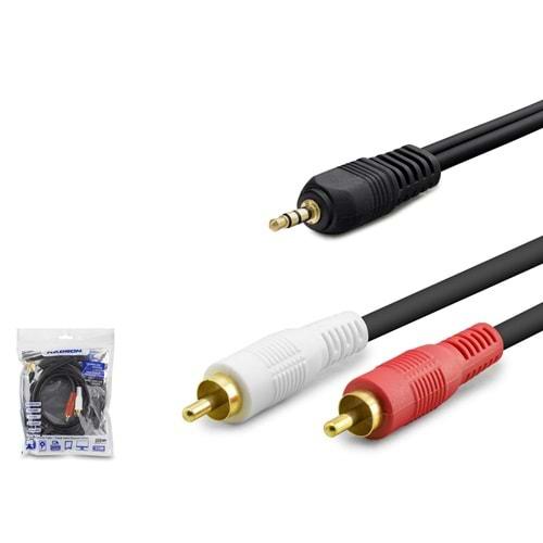 Hadron Hdx1059 3.5Mm To 2Rca Kablo 2Line Gold A Kalite 3M Siyah