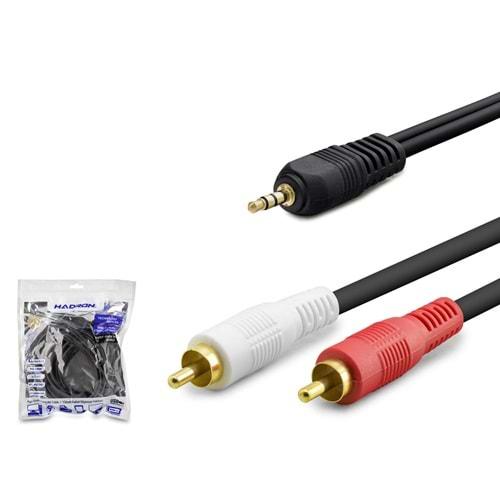 Hadron Hdx1060 3.5Mm To 2Rca Kablo 2Line Gold A Kalite 5M Siyah