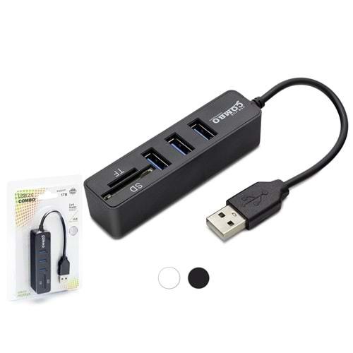 HADRON HDX7009(159) HUB USB 2.0 3 PORT + CARD READER MULTI 1TB UYUMLU