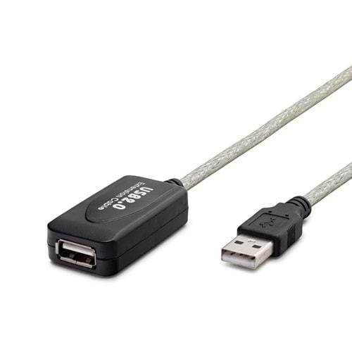 HADRON HDX7513 USB (M) TO USB (F) UZATMA KABLO 10M SİYAH-GÜMÜŞ