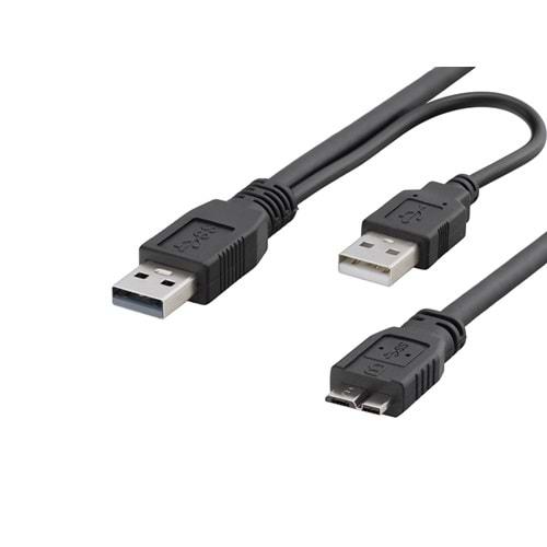 HADRON HDX7528 USB3.0+USB2.0 TO NOTE4 HDD KABLO 60CM SİYAH