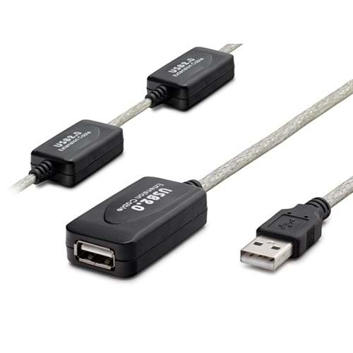 HADRON HDX7546 USB (M) TO USB (F) UZATMA KABLO 25M SİYAH-GÜMÜŞ