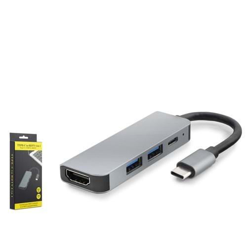 Hadron Hdx7840 Type-C To Hub Hdtv Hdmi 4K 30Hz + Type-C + 2*Usb3.0 4In1 Gri