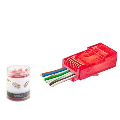 Nodar ND2403 Cat6 Konnektör Ezrj45 100Lü Plastik Kutu Kırmızı