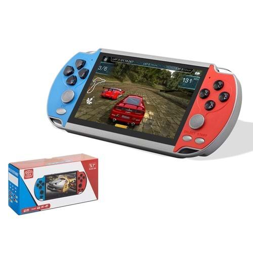 NODAR ND755 X7 Retro Game Konsolu 46027 inç Ekran 64GB Destekli Taşınabilir - Kırmızı / Mavi