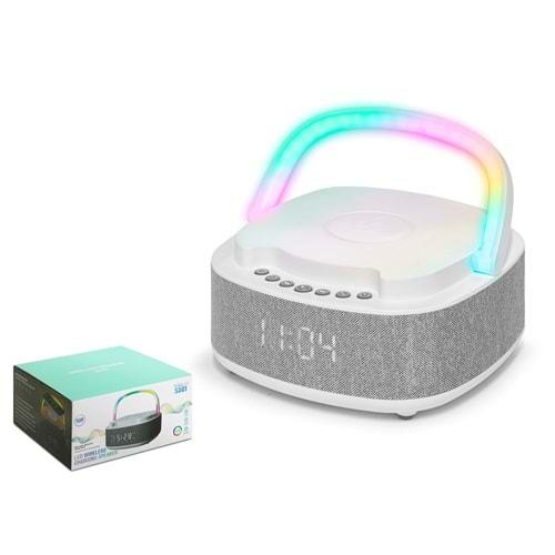 HADRON S301 Mini Bluetooth Hoparlör FM RGB - Beyaz